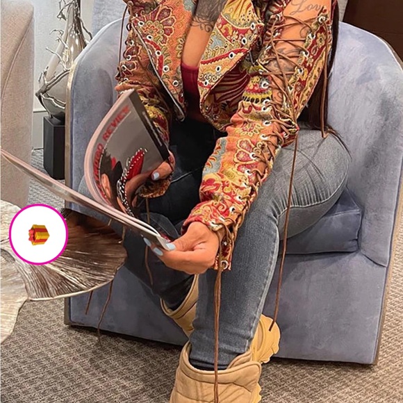 Paisley Laceup Crop Jacket - Picture 3 of 5